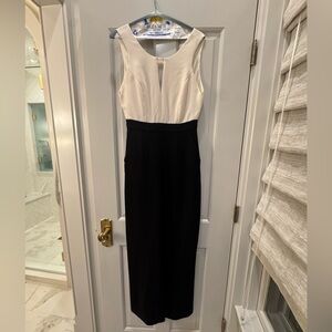 BCBGeneration Sleeveless Two-Tone Jumpsuit in Cream & Black